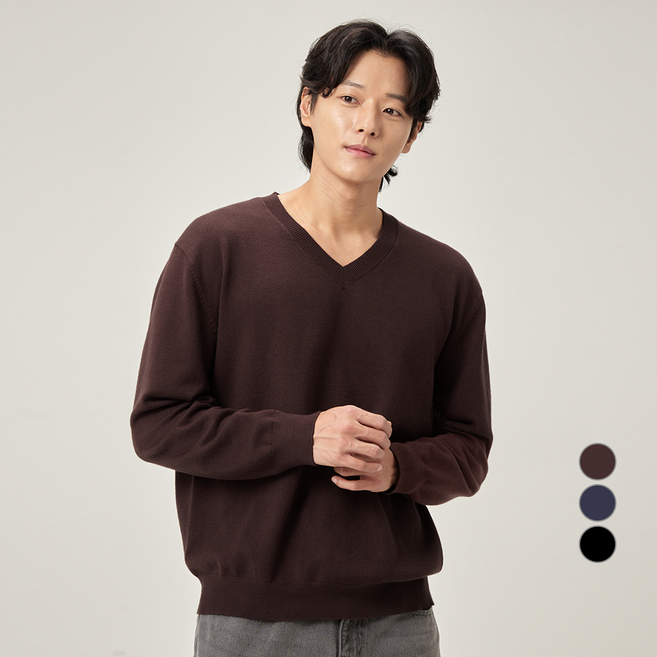 캐럿 남성용 데일리 소프트 촉감 브이넥 스웨터