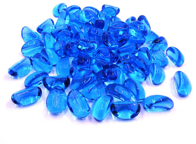 아쿠아비 유리구슬 투명돌 세트 수조장식 1kg, 블루, 1개