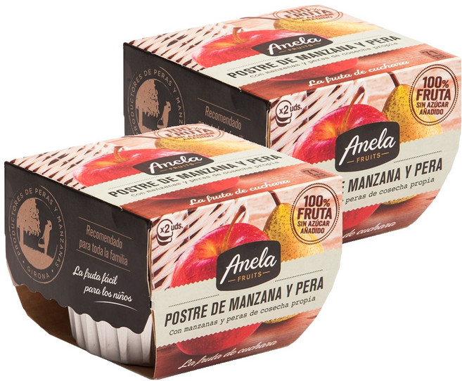 아넬라 생과일 프리미엄 디저트 과일퓨레 2p, 혼합맛(사과/배), 200g, 2개