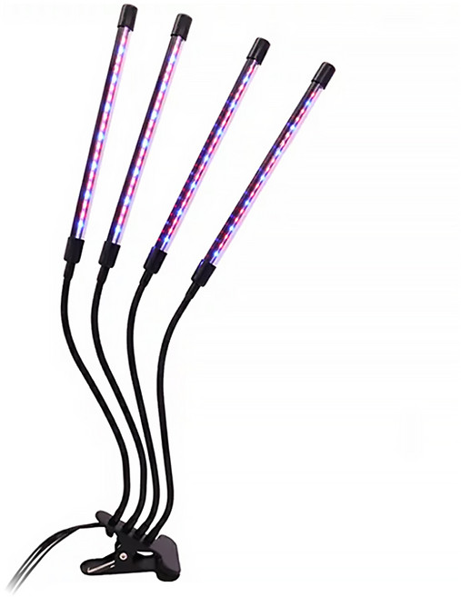 LED夾式全光譜植物燈 四頭款 2B-002-4H, 黑色