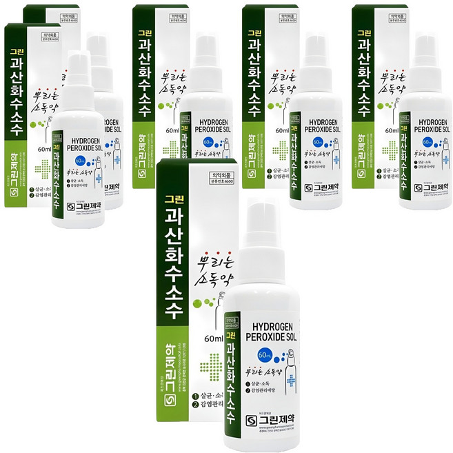 그린제약 뿌리는 소독약 과산화수소수, 6개, 60ml