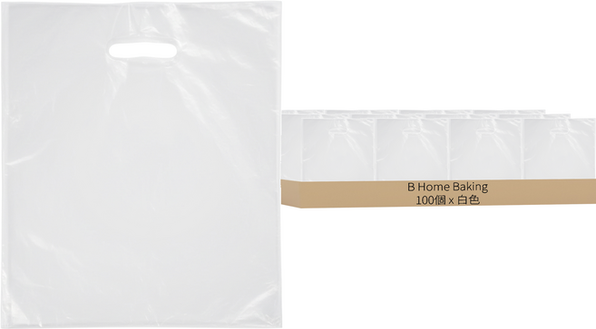 E Home Baking 素色塑膠購物袋, 白色, 100個