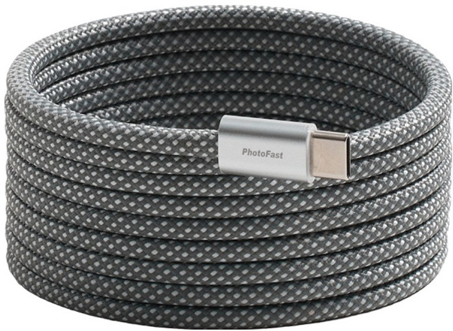 PhotoFast 銀箭資訊 Mag Cable 編織磁吸快充線 Type-C-Type-C, 2m, 灰銀色, 1條