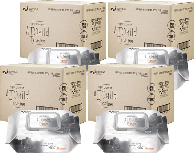 아토마일드 프리미엄 유아물티슈 캡형 70gsm, 70g, 72개입, 48개