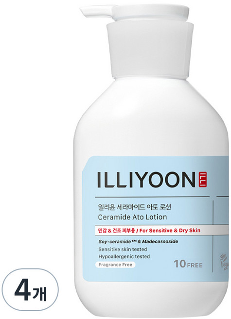 ILLIYOON 一理潤 神經醯胺溫和保濕乳液 臉&身體適用 無香, 350ml, 4個