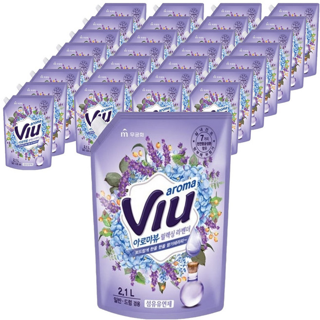 아로마뷰 섬유유연제 릴렉싱 라벤더 리필, 2.1L, 32개