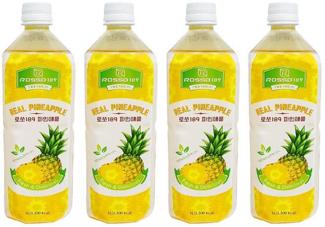 로쏘189 파인애플 음료베이스, 1L, 4개