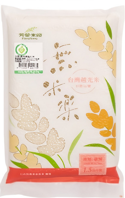 芳榮米廠 無米樂 鴨稻台灣越光米 台南16號, 一等米, 1.5kg, 1包