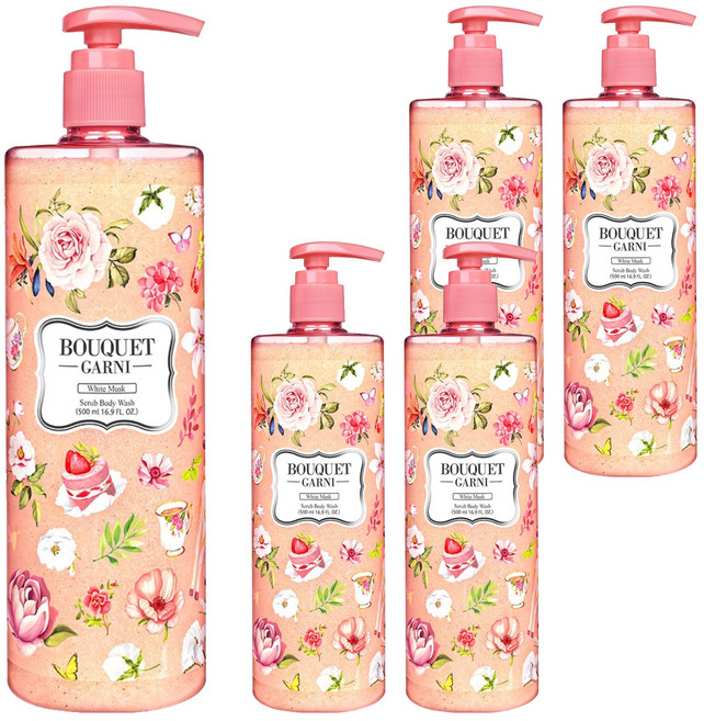 부케가르니 스크럽 바디워시 화이트 머스크, 500ml, 5개