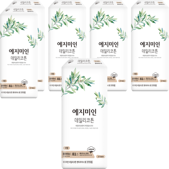 예지미인 데일리코튼 팬티라이너, 롱, 81개입, 6개