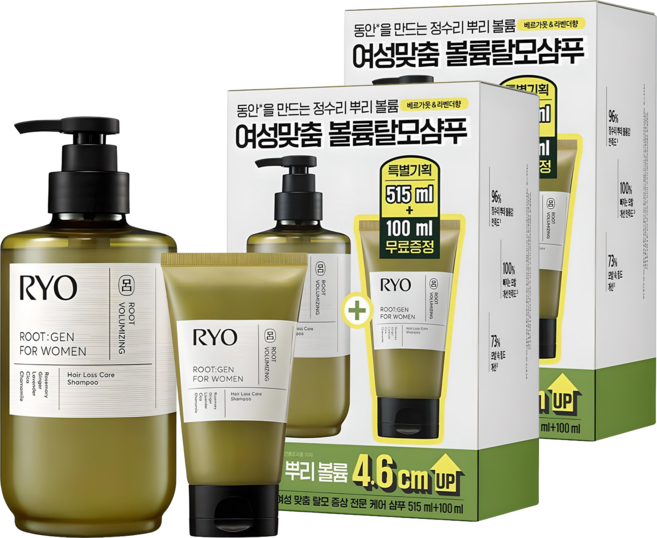 려 루트젠 여성 맞춤 탈모전문케어 샴푸 기획세트 515ml+100ml, 2개