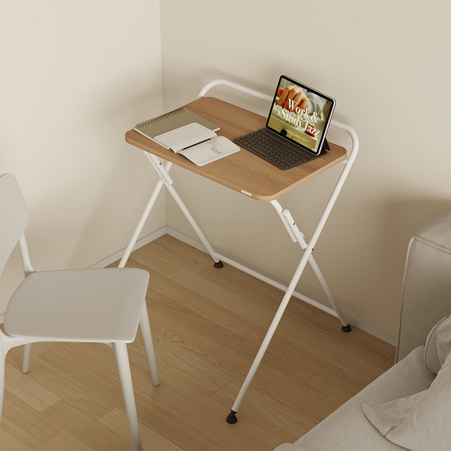 소프시스 튜브 접이식 책상 647, 티크판넬 + 화이트프레임