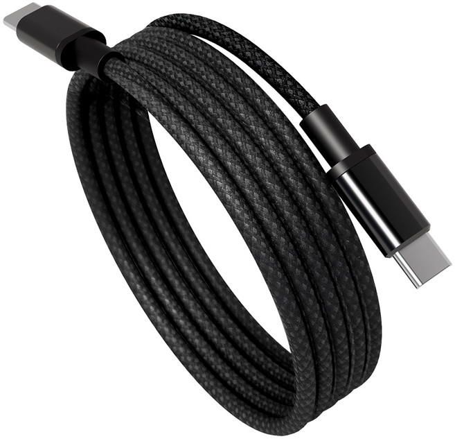 홈플래닛 CtoC PD 60W 마그네틱 꼬임방지 패브릭 고속충전케이블, 블랙, 1개, 1.2m