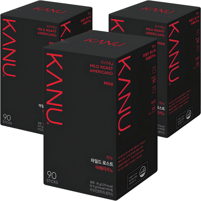 카누 마일드 로스트 아메리카노 미니 원두커피믹스, 900mg, 90개입, 3개