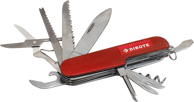 DIBOTE 迪伯特 戶外多功能12合1瑞士刀 紅色, 1個