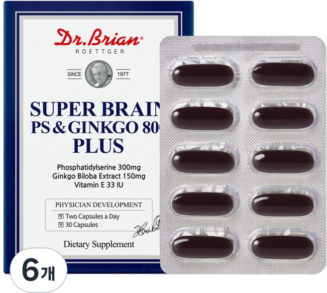 닥터브라이언 슈퍼 브레인 포스파티딜세린 징코 800 플러스 24g, 30정, 6개