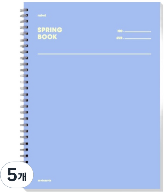모트모트 스프링 룰드 유선노트, 에이스블루, 5개