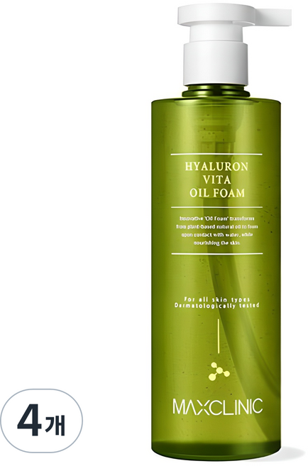맥스클리닉 히알루론 비타 오일 폼, 310g, 4개