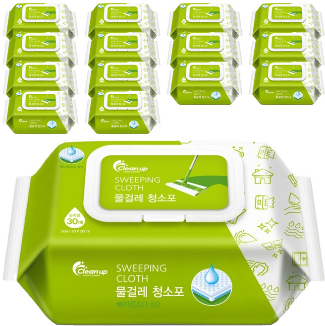 Cleanup 물걸레 청소포 30매, 15개