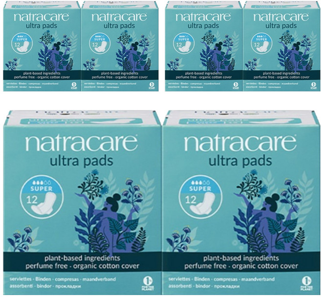 나트라케어 울트라 패드 생리대 날개형 수퍼, 중형, 12개입, 6개