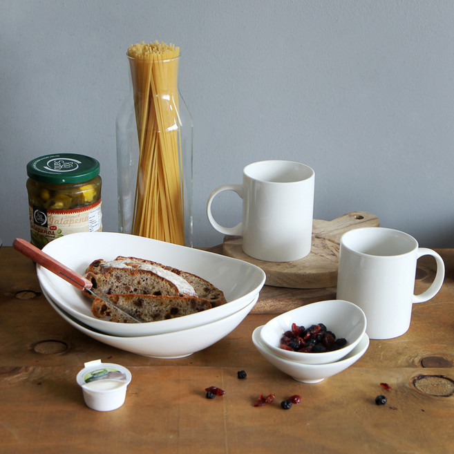 끌리메 크림화이트 머그 + 타원파스타볼 6p 세트, 1세트, 파스타볼 2p + 머그컵 2p + 래머킨 2p