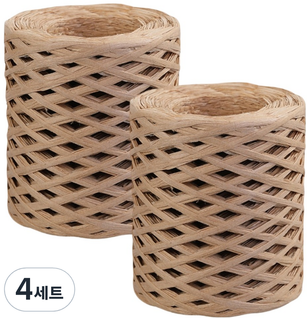 코히모 종이 라피아실 가방 뜨개실 포장실 240g 400m 5W0562 2p, 4세트, 라이트 브라운