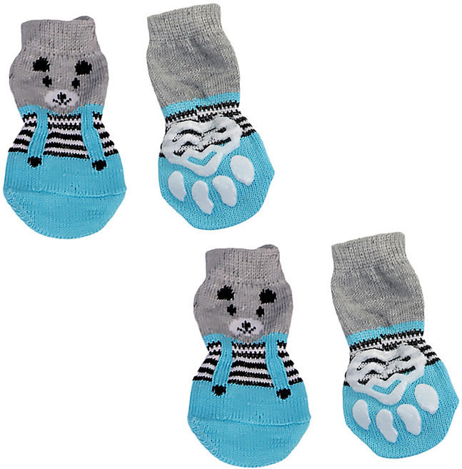 알럽펫 반려동물 미끄럼 방지 양말, 블루 + 그레이, 1개