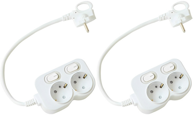 EcoPowerTap 韓國製造 獨立省電 過載斷電 2孔延長線 SMC-303B + 安全蓋, 40cm, 白色, 2個