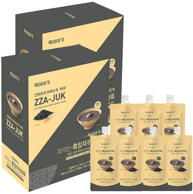 죽이야기 짜먹는 흑임자귀리죽 7p, 980g, 2개