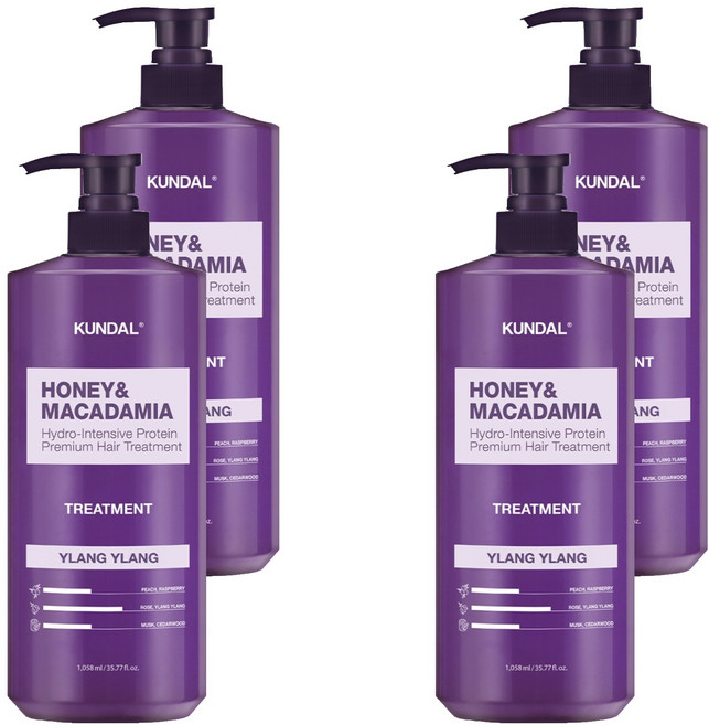 쿤달 허니 앤 마카다미아 헤어트리트먼트, 1.058L, 4개