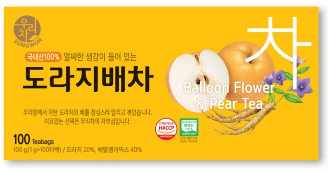 우리차 도라지배차, 1g, 100개입, 1개