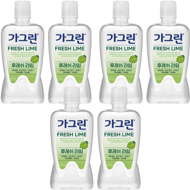 가그린 후레쉬 라임 구강청결제, 750ml, 6개