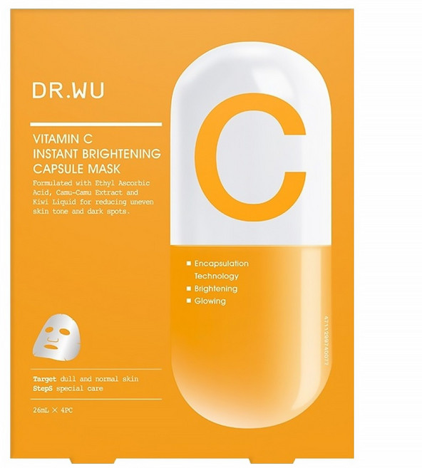 DR.WU 達爾膚 維他命C瞬效亮白膠囊面膜, 4片, 1組