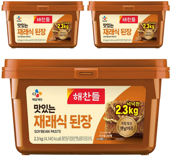 해찬들 맛있는 재래식 된장, 2.3kg, 3개