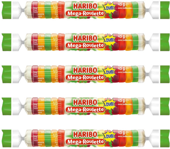 HARIBO 鈕扣Q軟糖 爆酸水果風味, 45g, 5條