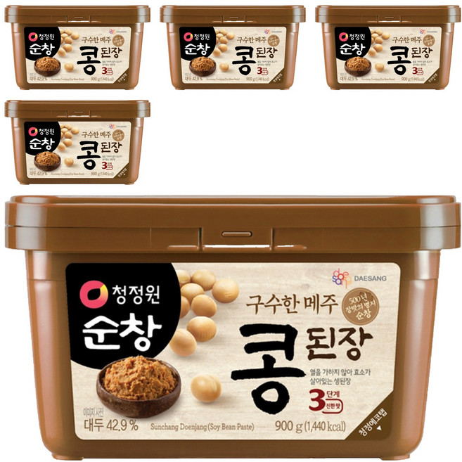 청정원순창 구수한 메주 콩된장, 900g, 5개