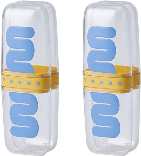 더자카 비비드톤 휴대용 투명 칫솔케이스, 비비드옐로, 2개