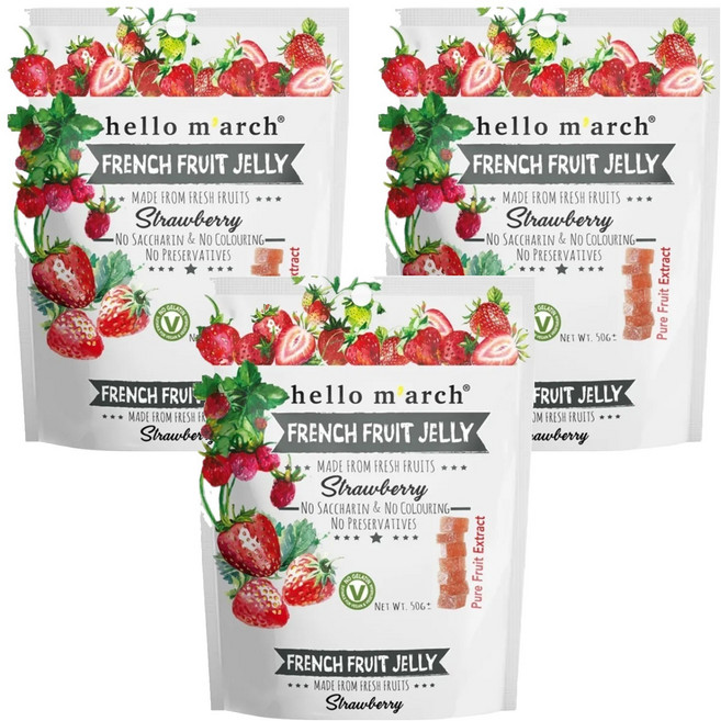 hello m'arch 法式水果軟糖 草莓, 50g, 3包