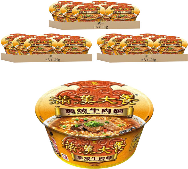 統一 滿漢大餐 蔥燒牛肉麵 192g, 18入