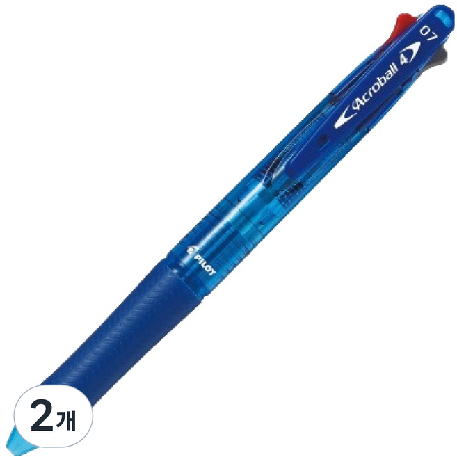 파이롯트 아크로볼 잉크 4색 볼펜 0.7mm, 클리어블루, 2개