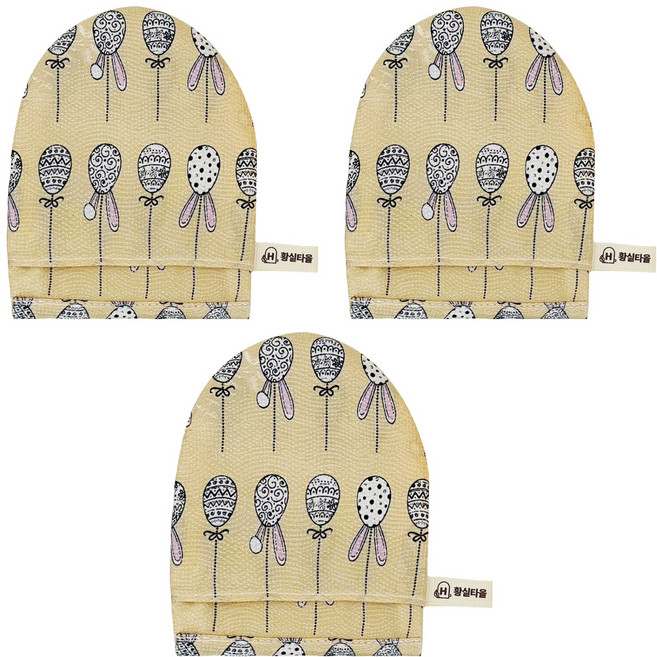 황실 인견 세안타올 꿈꾸는계란, 혼합색상, 3개