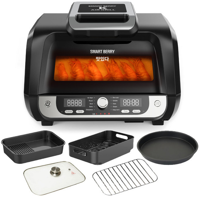 스마트베리 13 in1 멀티쿠커 자동온도센서 에어프라이어 앤 그릴 프로, SBA-01, 블랙