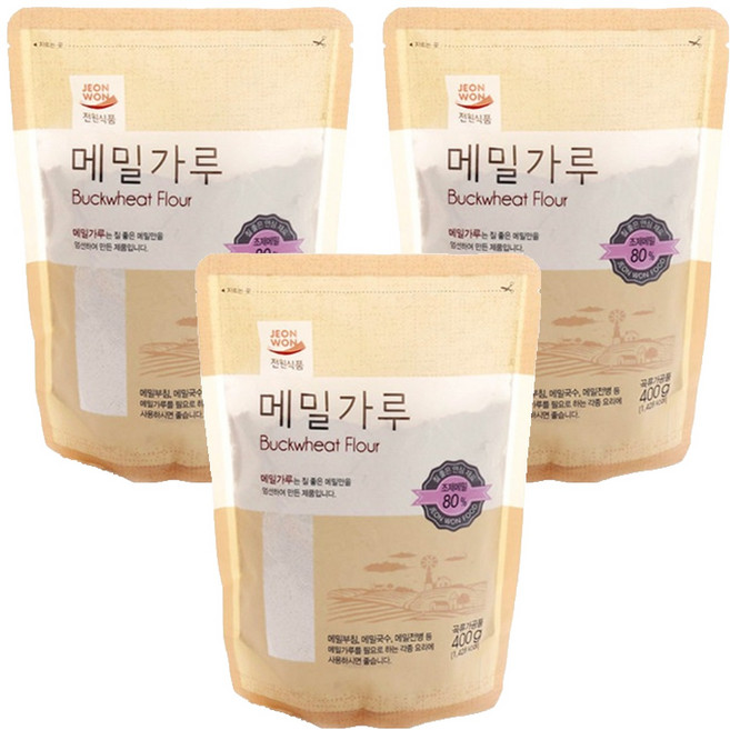 전원식품 메밀가루, 400g, 3개