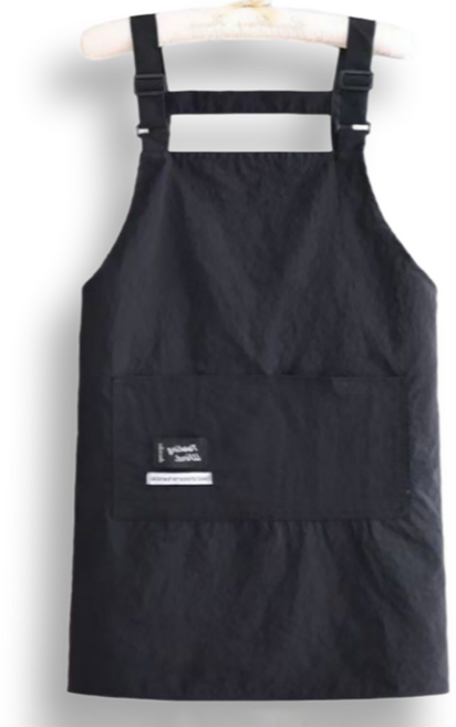 요모픽 심플 스트랩포켓 방수 앞치마 롱, 블랙, 1개