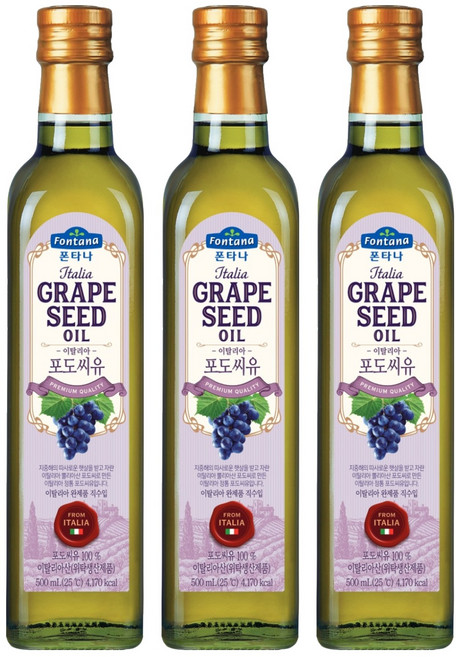 폰타나 이탈리아 포도씨유 마라스카, 500ml, 3개