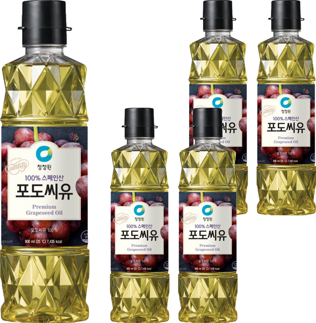 청정원 포도씨유, 900ml, 5개