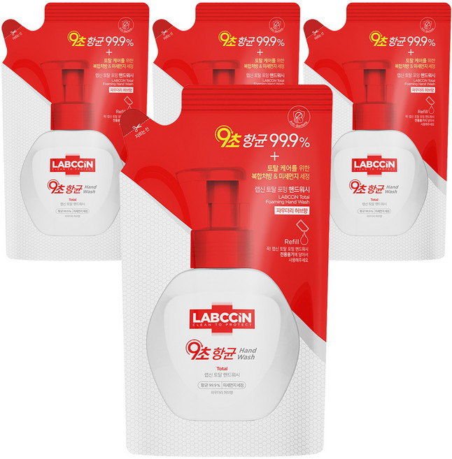 랩신 토탈 포밍 핸드워시 파우더리허브향 리필, 450ml, 4개