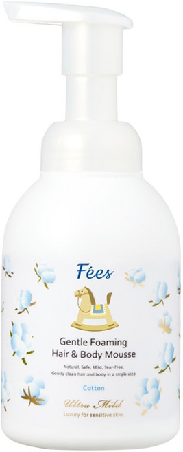 Fees BEBE 嬰兒洗髮沐浴泡泡 清新舒棉, 400ml, 1瓶