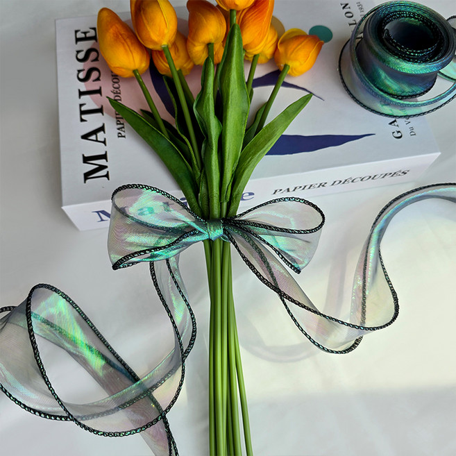 길그리 펄 오로라 선물 포장 리본, 05 딥그린, 9m, 1개