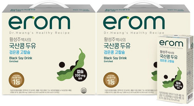이롬 황성주 박사의 국산 검은콩 고칼슘 두유, 190ml, 40개